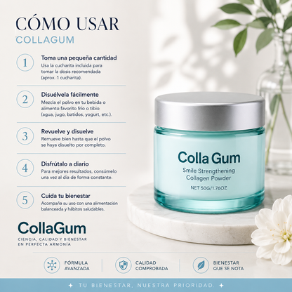 Colla Gum: Polvo Dental de Colageno para una Sonrisa Mas Fuerte y Fresca