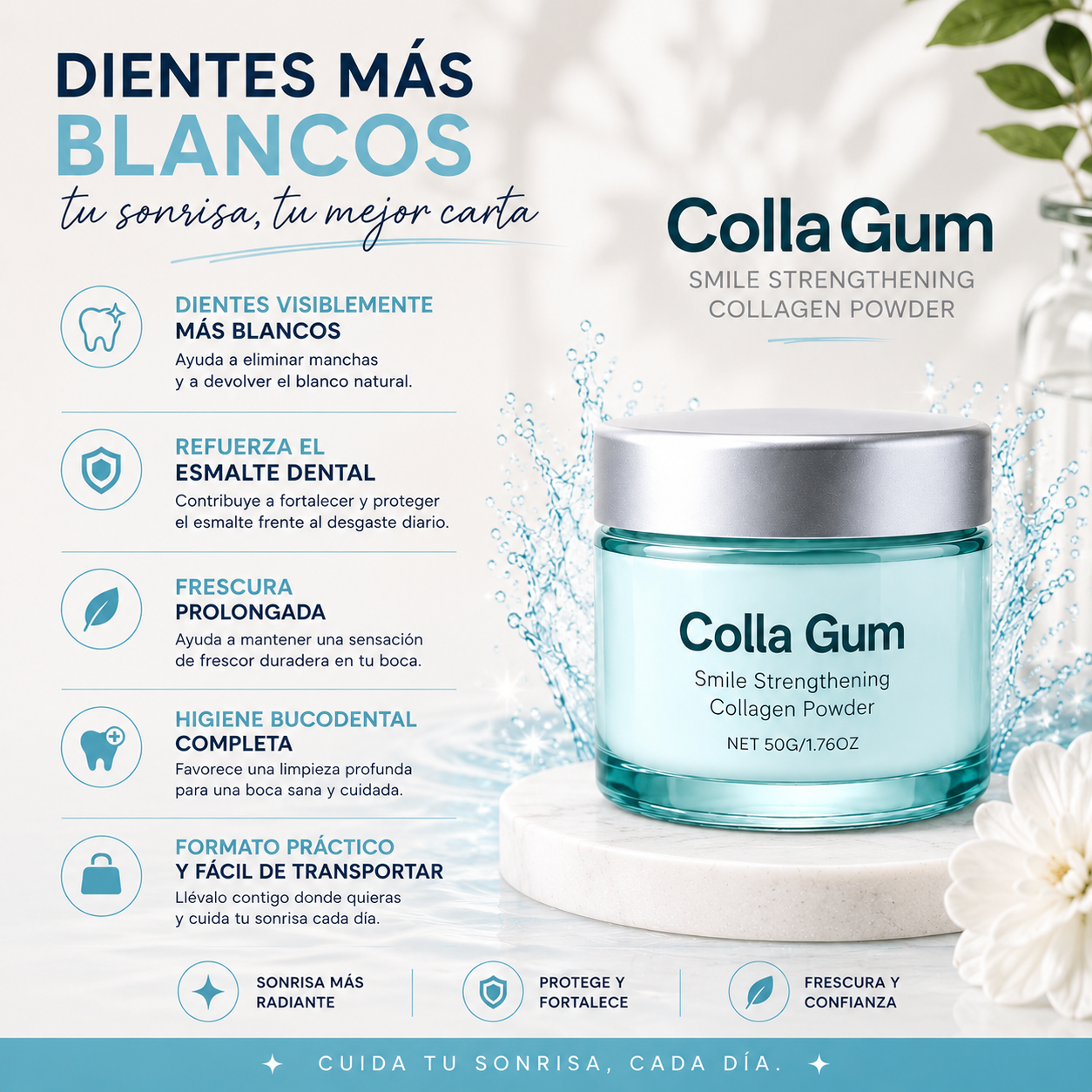 Colla Gum: Polvo Dental de Colageno para una Sonrisa Mas Fuerte y Fresca