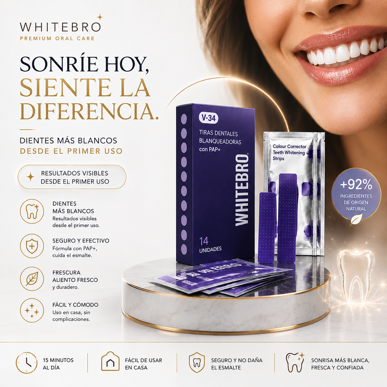 Tiras Blanqueadoras Dentales V34 (14 Unidades)